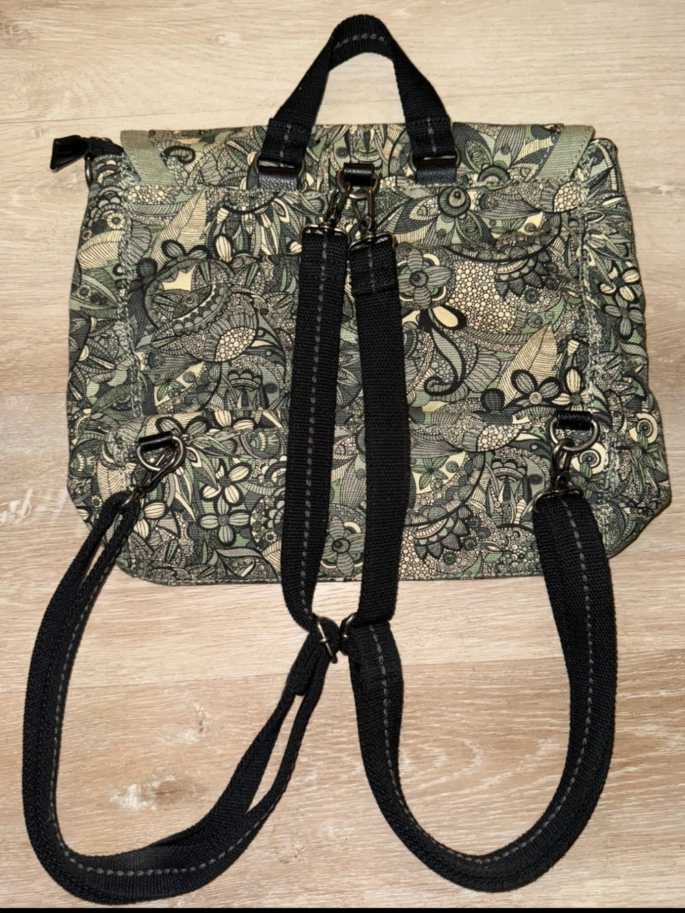 Sakroots Green Floral Canvas Crossbody Backpack - Picture 3 of 7